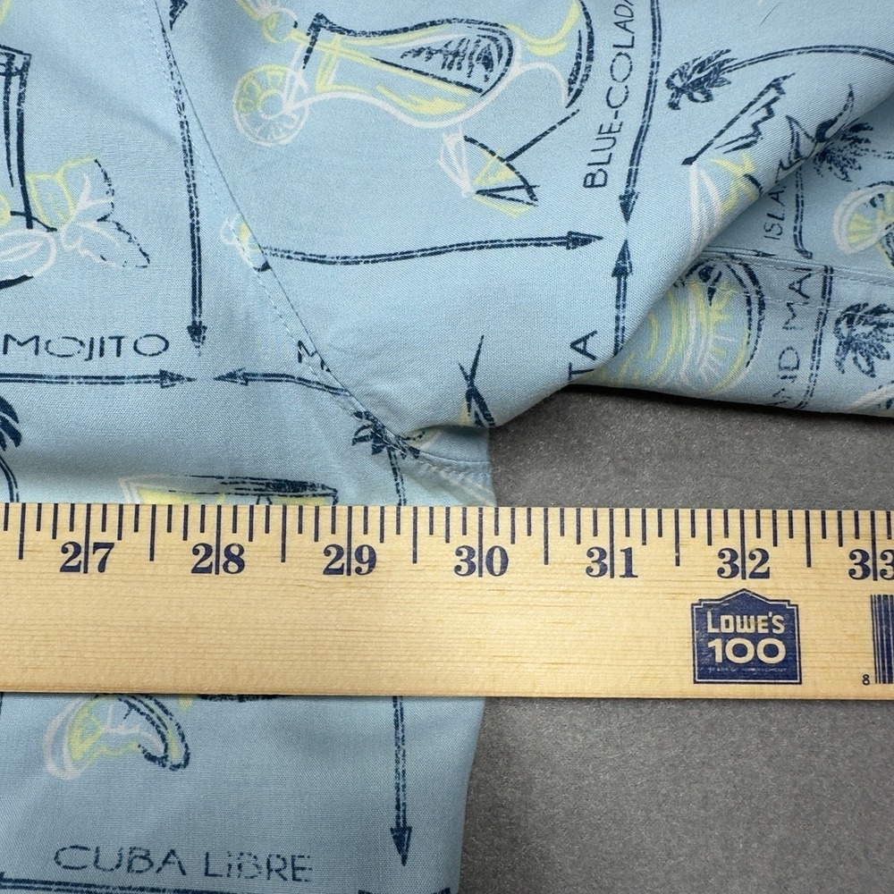 Caribbean Cocktail Print Camp Shirt Mens 3XT Blue Rayon Hawaiian Short Sleeve - Picture 12 of 12